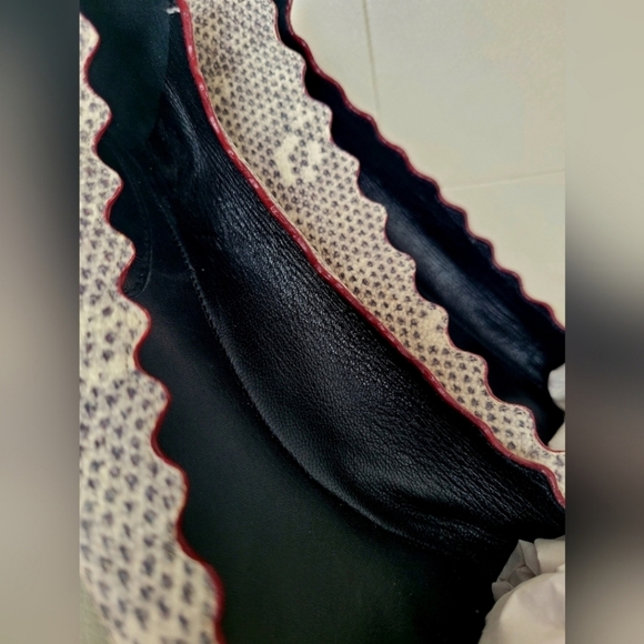 Chloe 100%Auth WomenScalloped Snakeskin Ballet Flats Genuine Leather Gray US 8.5 - Picture 14 of 16